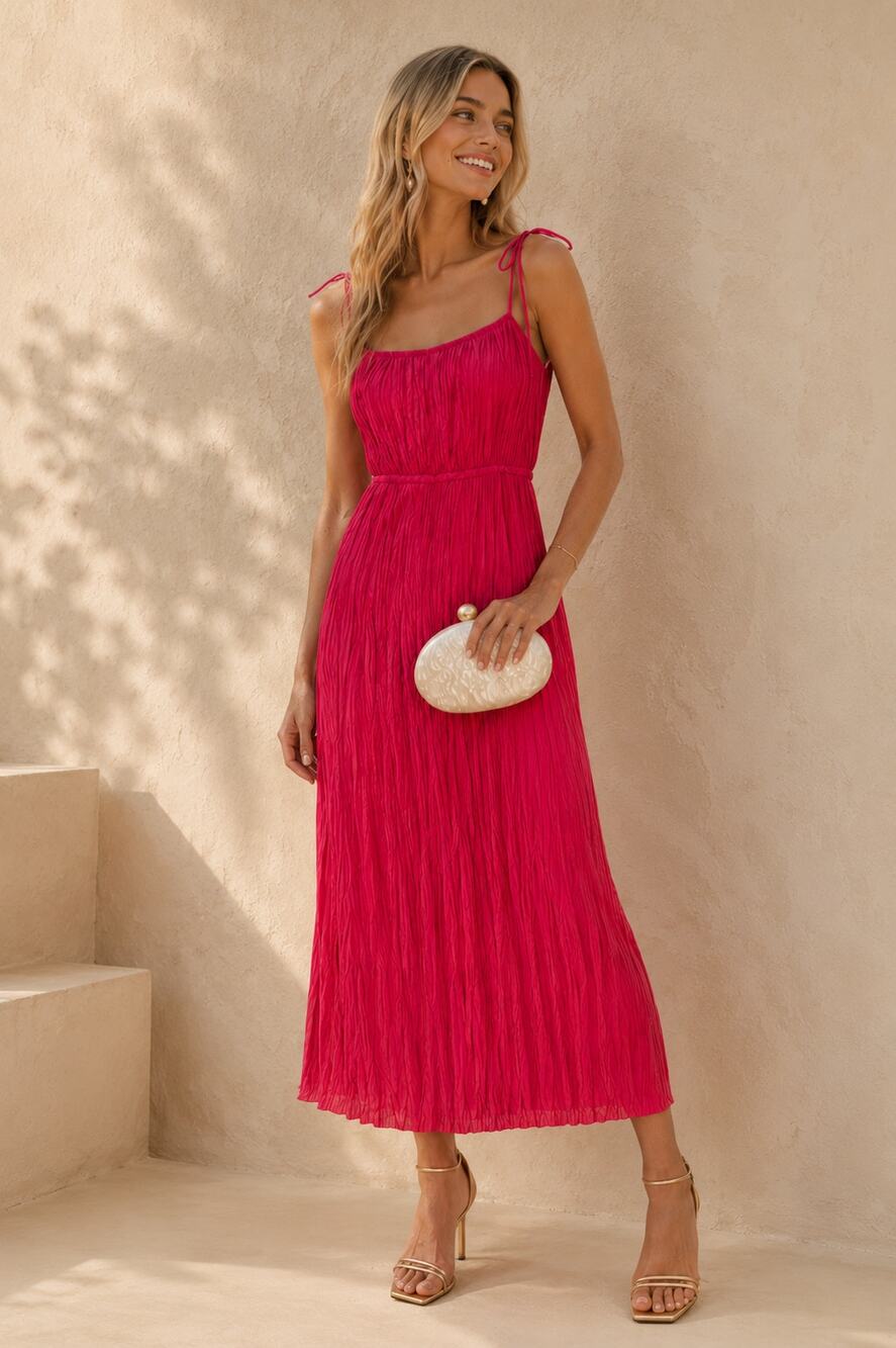 Ulla Johnson | Orla Midi Dress in Orchid Pink Crinkle Plissé Autumn Wedding 8
